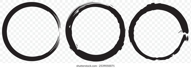 Schwarzes Zen-Kreis-Pinsel-Logo, Zeichen, Symbol, Vektorgrafik. EPS 10.