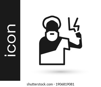 Black Zeus icon isolated on white background. Greek god. God of Lightning.  Vector