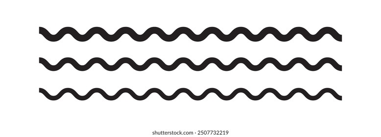 Black zig zag line art vector set .