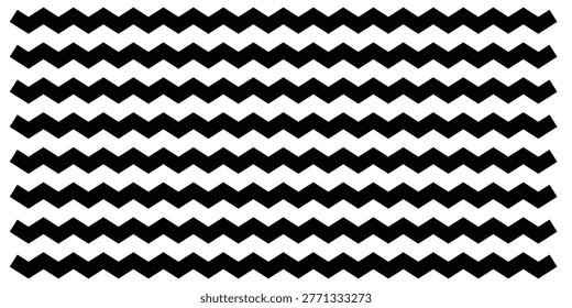black  zig zag line. wavy and zigzag horizontal underline.  Zig zag lines vector illustration. Set of Waves line and Zig zag lines. Simple Zigzag Borders, Wavy Lines, Curved Zigzag Patterns. white background, EPS10 