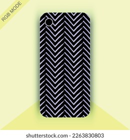 Black zig zag Mobile Phone Cover Design Mockup Vector, Case Cover Design Mockup