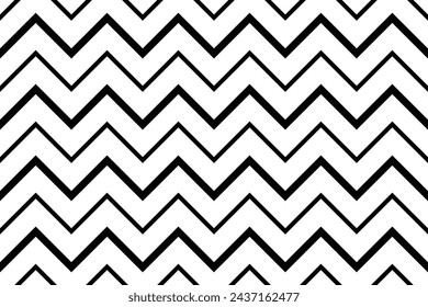 Black zig zag pattern seamless texture isolated on white