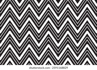 Black zig zag pattern seamless texture isolated on white