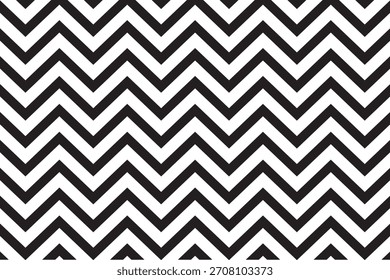 Schwarze Zickzack nahtlose Linien Muster Vektor Design. Schwarz-weißes, nahtloses Zickzack-Muster. Vektorgrafik.