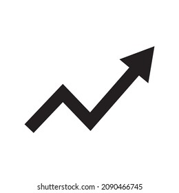 black zig-zag arrow growing pointing move up on chart graph icon