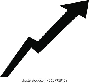 Black zigzag arrow pointing upwards on a white background vector illustration