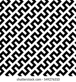 Black zigzag lines in diagonal arrangement. Abstract background geometrical seamless pattern. Vector illustration.