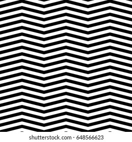 Black zigzag lines. Jagged stripes. Seamless surface pattern design with triangular waves ornament. Repeated chevrons wallpaper. Digital paper for page fills, web designing, textile print. Vector art.