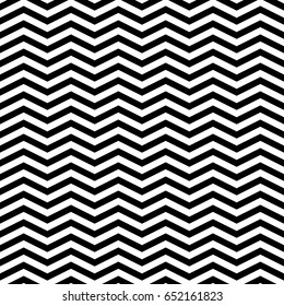 Black zigzag lines. Jagged stripes. Seamless surface pattern design with triangular waves ornament. Repeated chevrons wallpaper. Digital paper for page fills, web designing, textile print. Vector art.