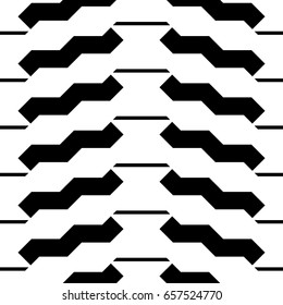 Black zigzag lines and strokes. Jagged stripes. Seamless surface pattern design with triangular waves ornament. Linear abstract wallpaper. Digital paper for page fills, web designing, textile print.