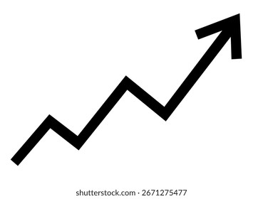 Black zigzag upward arrow icon symbol for business growth success