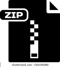 Black ZIP file document. Download zip button icon isolated on white background. ZIP file symbol.  Vector Illustration
