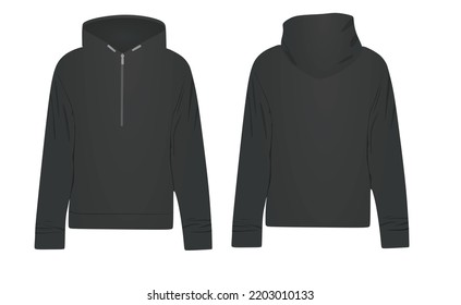 Black Zipper Hoodie. Vector Illustration