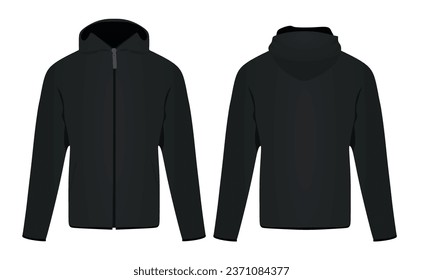 Black  zipper hoodie. vector illustration