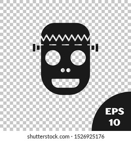 Black Zombie mask icon isolated on transparent background. Happy Halloween party.  Vector Illustration