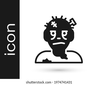 Black Zombie mask icon isolated on white background. Happy Halloween party.  Vector