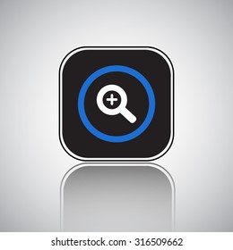 Black Zoom In Vector Icon With Reflection