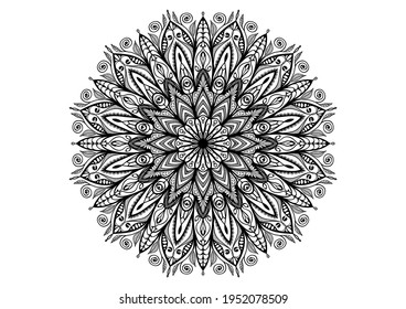 black-and white floral mandala with a lot of elements pattern