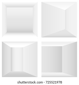 Black-and-white 3D interior interiors. Flat design, vector illustration, vector.