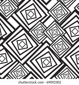 Black-and-white abstract background with squares. Seamless pattern. Vector illustration.