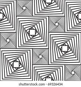 Black-and-white abstract background with squares. Seamless pattern. Vector illustration.