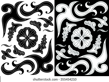 Black-and-white abstract pattern.Oriental style