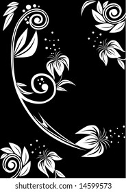 Black-and-white background from lilies. A vector