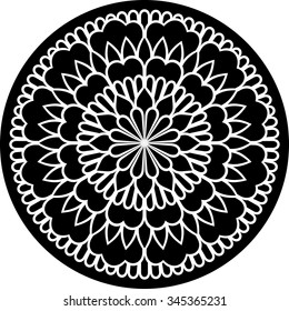black-and-white background with round ornament