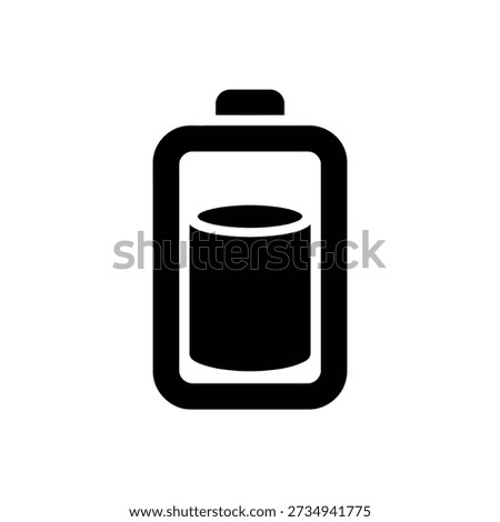 Blackandwhite battery icon with rectangular shape and cylindrical center