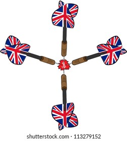 ?olor, black-and-white business dart with a flag of the United Kingdom vector