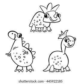 black-and-white characters: dinosaurs