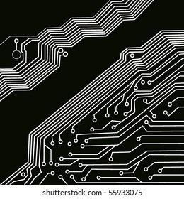 black-and-white circuit board