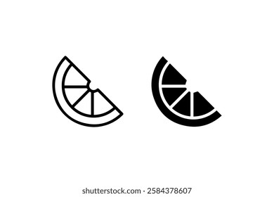 Black-and-white citrus slice icon Vector