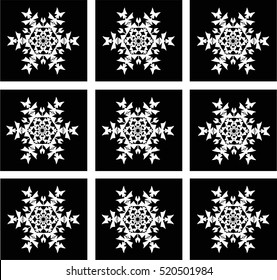 Black-and-white collage with snowflakes
