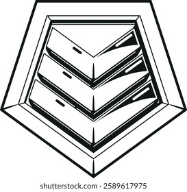 Black-and-white combat badge with stripes