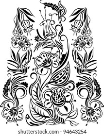 Black-and-white composition from the stylized plants