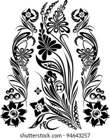 Black-and-white composition from the stylized plants_2
