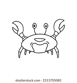 Black-and-white crab illustration with simple lines