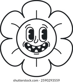 Black-and-white daisy laughing flower emoticon