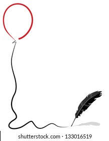 Black-and-white feather and balloon