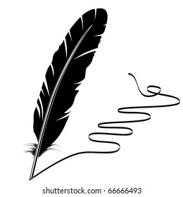 Black-and-white feather and flourish