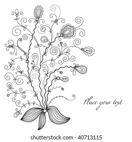 black-and-white floral background