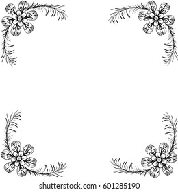 Black-and-white floral ornament