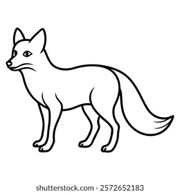 A black-and-white fox illustration with a sleek and simple design