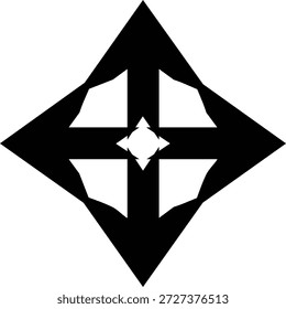 Forma geométrica en blanco y negro con bordes puntiagudos y líneas curvas Elemento de diseño simétrico