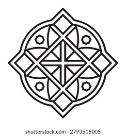 Blackandwhite geometricpattern mandaladesign element isolated on transparent background