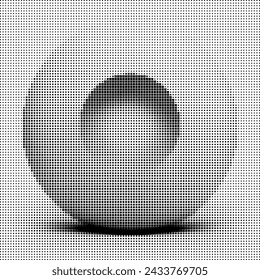 Black-and-white halftone image of a toroid object a top view.