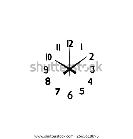 A black-and-white, hand-drawn illustration of a clock face. The clock has two hands pointing toward 9 and 2, with numbers from 1 to 12. The drawing has a sketchy, informal style.