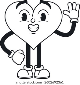 Black-and-white happy heart emoticon welcoming