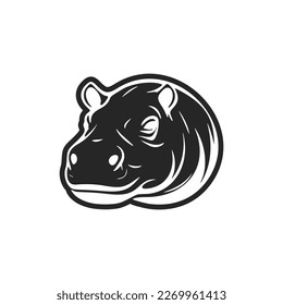 Blackandwhite hippo logo graceful and memorable for your brand!